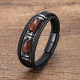 Double Stone Multilayer Leather Strap Bracelet