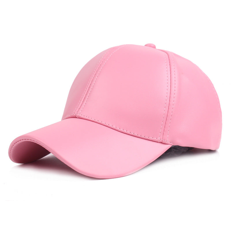 Solid Leather Baseball Cap