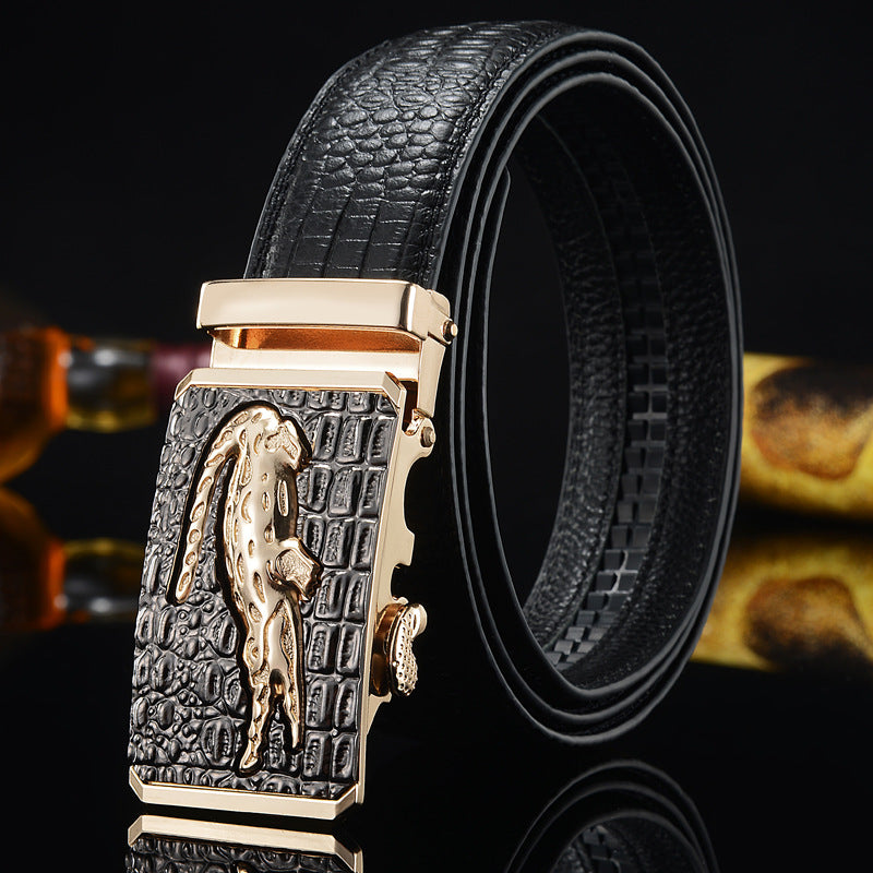 Crocodile Buckle Leather Belt