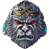 Angry Monkey King Sterling Silver Ring