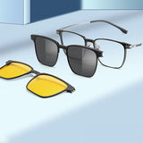 Magnetic Polarized Lens Titanium Steel Wayfarer Sunglasses