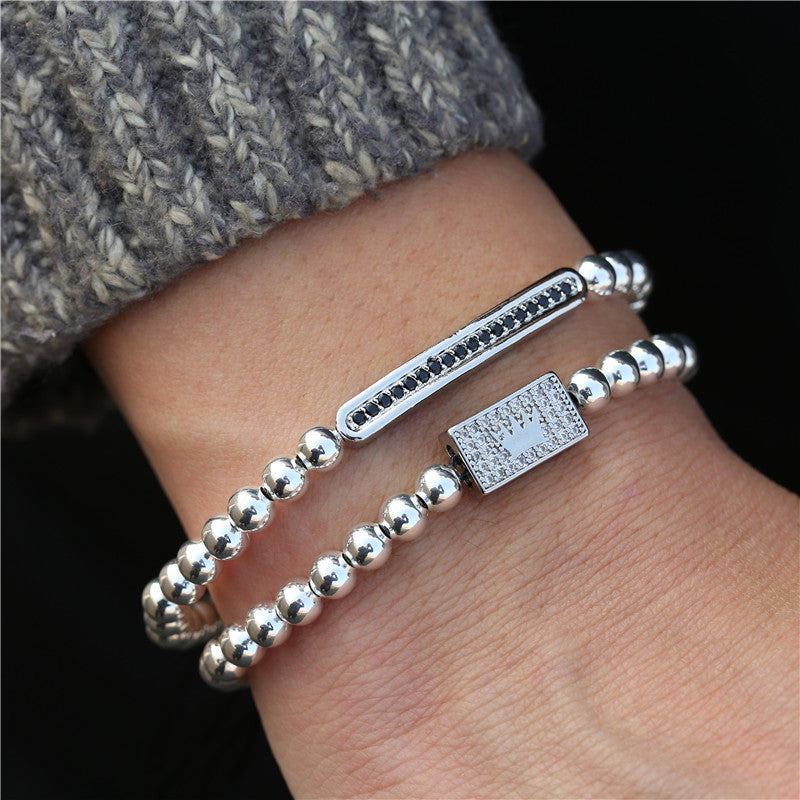 Rechteck -Mikro -Metallkügelchen Armband