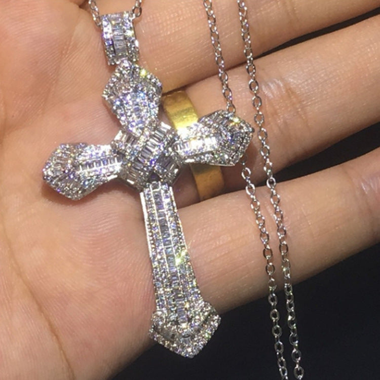 Shining Multicolor Diamond Cross Pendant