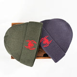 Spiders Embroidery Knit Beanie
