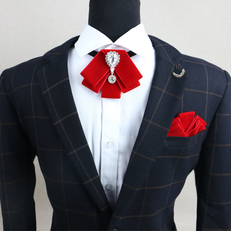 Rhinestone Decoration Velvet Multi-Layer Square Tie