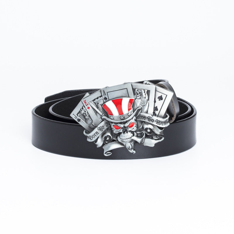 Pulsera de cuero con calavera de póquer