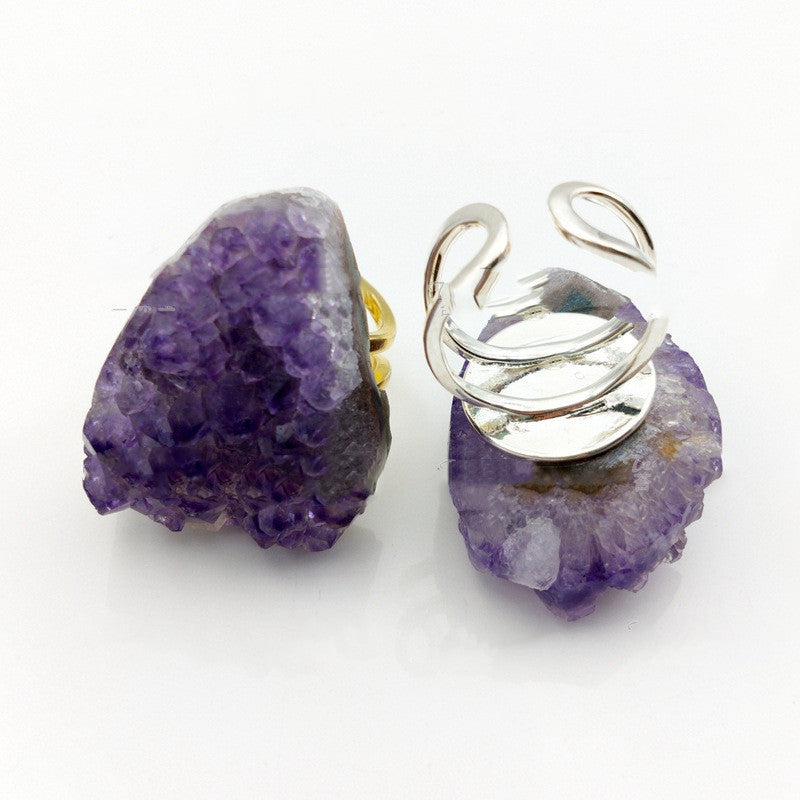 Natural Crystal Tooth Adjustable Ring