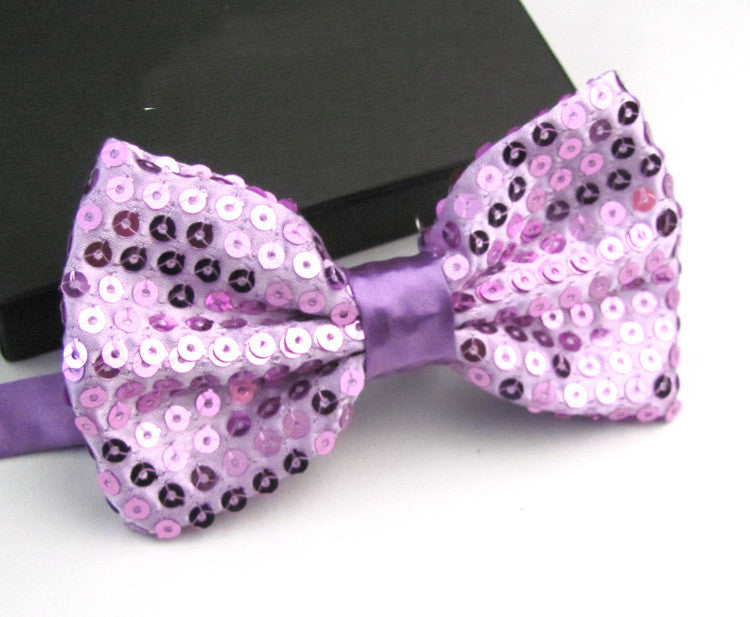 Bright Solid Sequined Bow Tie