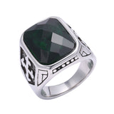 Gothic Emerald Gemstone Titanium Steel Ring