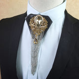 Metal And Rhinestone Decorated Diamond Shape Tie