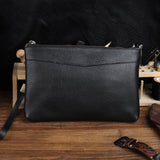 Solid Genuine Leather Clutch Bag