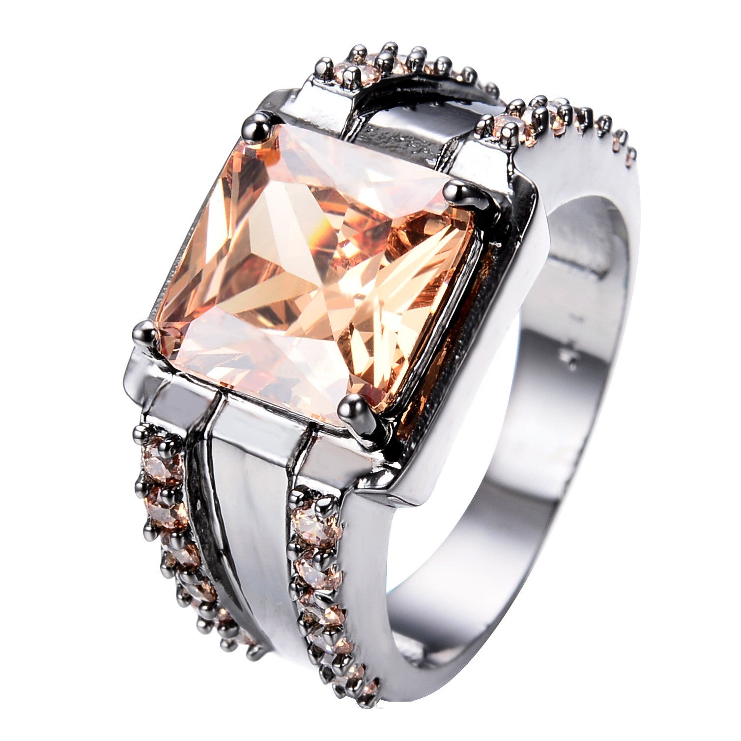 Retro Zircon Big Square Diamond Ring