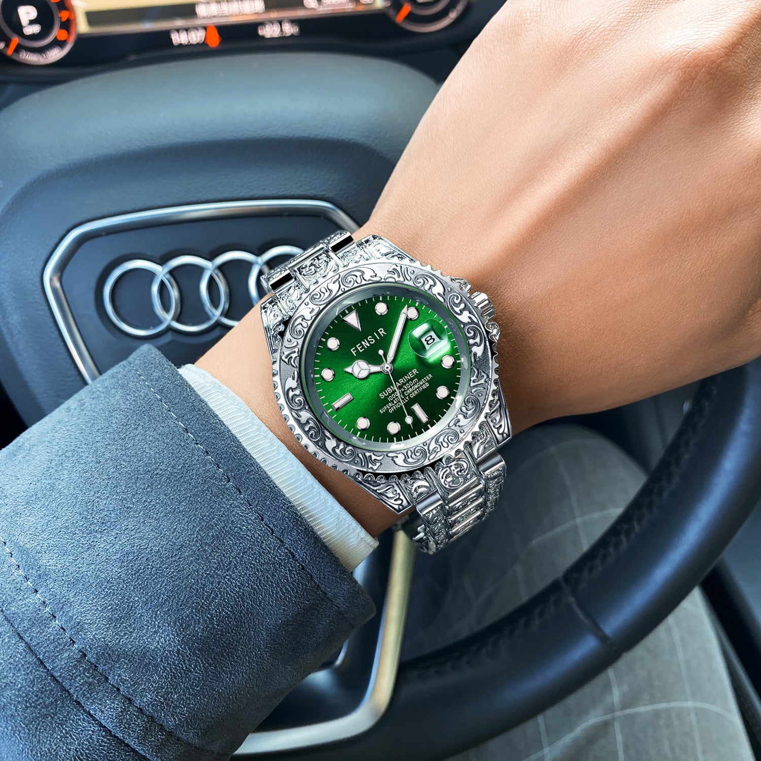 Ancient Geometric Graving Stainless Steel Watch