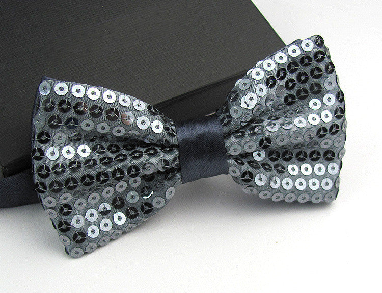 Bright Solid Sequined Bow Tie