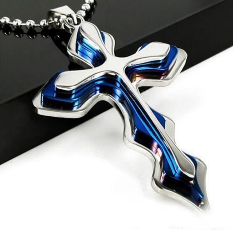 Collier de chaîne en acier inoxydable croix