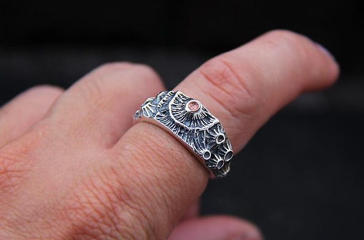 Bague réglable de style cratères géométriques