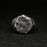 Rough Texture Compass Carved Vintage Ring