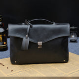 Horizontal Square Leather Crossbody Briefcase Bag