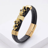 Double Dragon Leather Bracelet