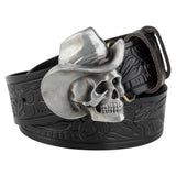 Hat Skull Alloy Buckle Leather Belt