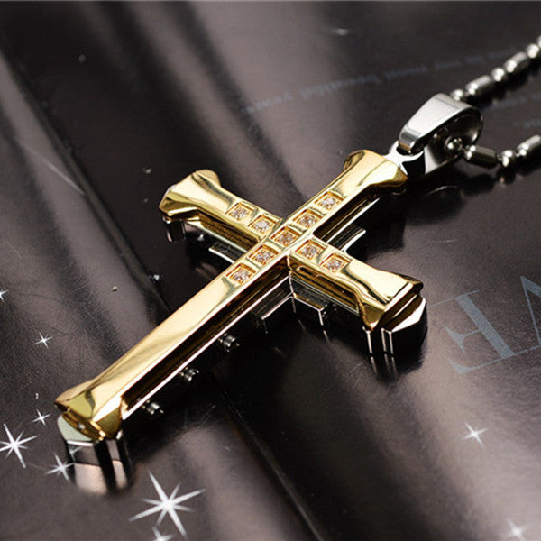 Collier de chaîne en acier inoxydable croix