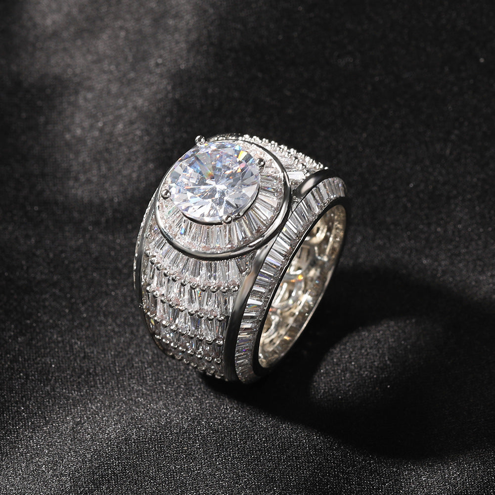Anneau de strass de cuivre en cuivre blanc