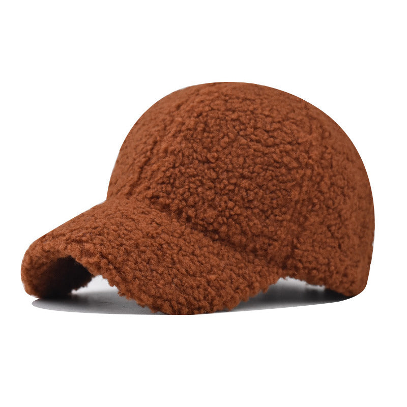Solid Lamb Wool Warm Baseball Cap