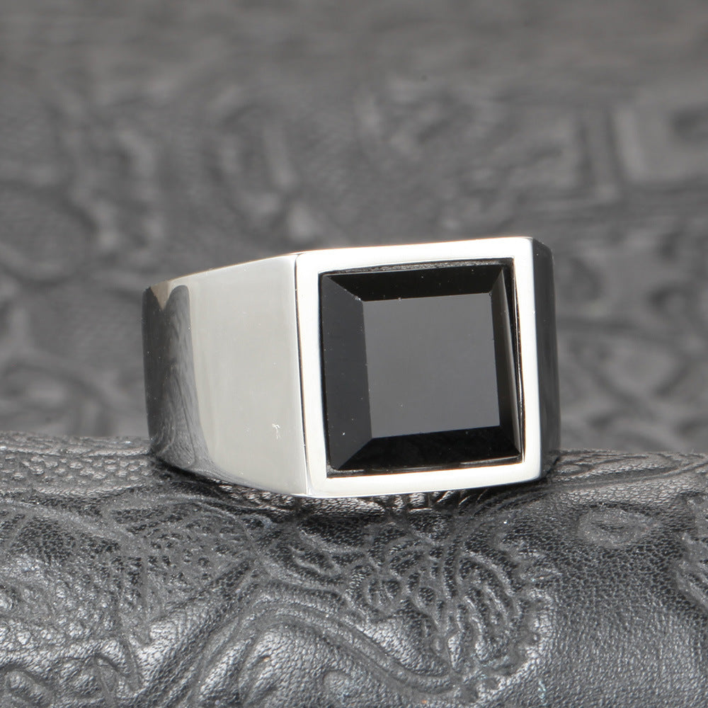 Glossy Square Gem Ring
