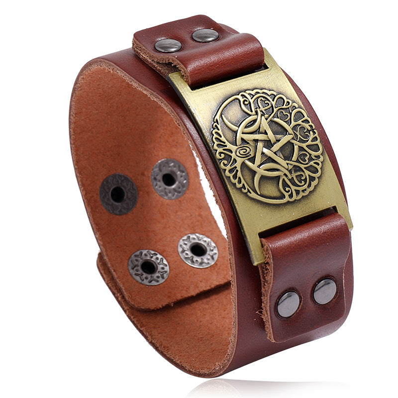 Pulsera de lobo de piel de vaca vikinga nórdica