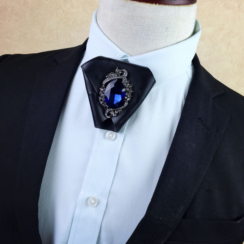 Metal And Rhinestone Decorated Diamond Shape Tie