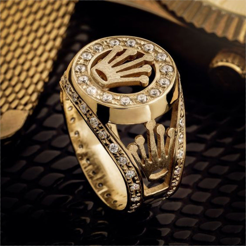 Luxury Rose Gold Crown Diamond Light Ring