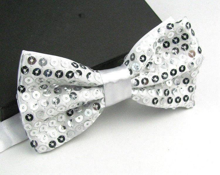 Bright Solid Sequined Bow Tie