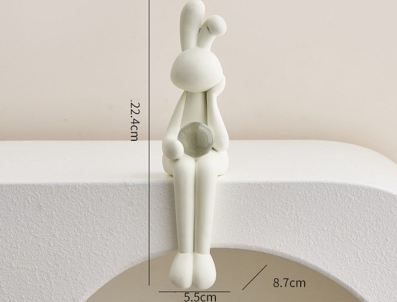 Sitting Rabbit With Crystal Ball Statue
