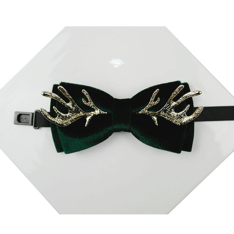 Antlers Decoration Velvet Bow Tie