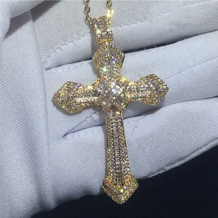 Shining Multicolor Diamond Cross Pendant