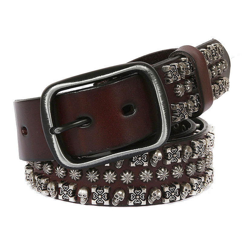 Punk Skull Rivets Leather Belt
