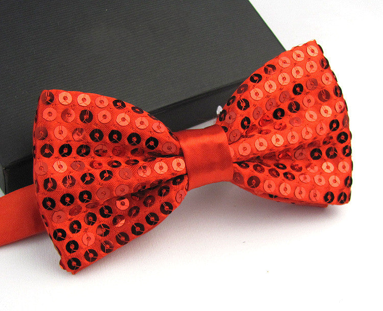 Bright Solid Sequined Bow Tie