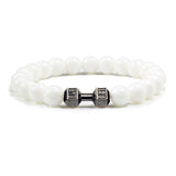 Stone Beads Electroplated Alloy Barbell Bracelet
