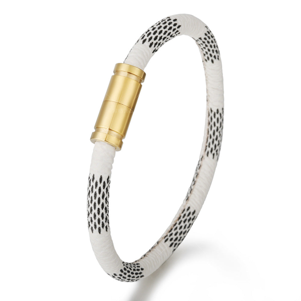 Retro Magnetschnalle Ledermanschette Armband