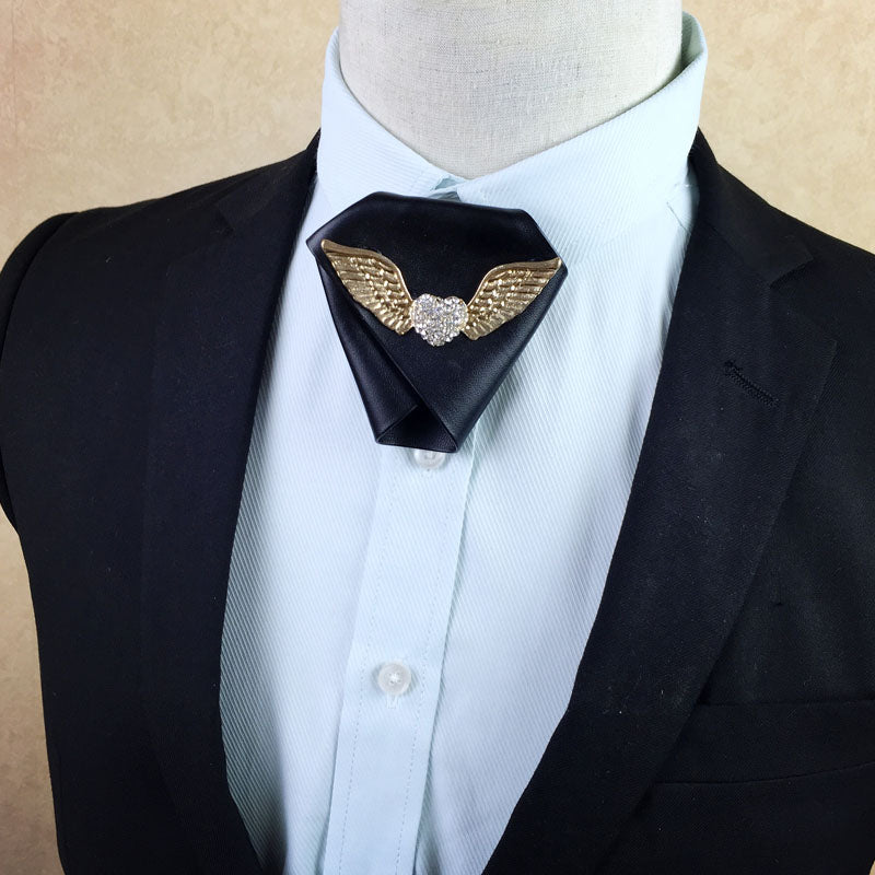 Metal And Rhinestone Decorated Diamond Shape Tie
