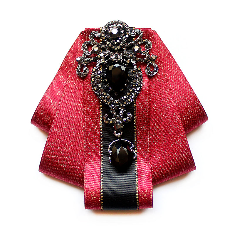 Vintage Applique Black Line Ribbon Tie