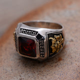 Vintage Geometric Red Zircon Crystal Ring