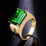 Green Rectangular Gemstone Copper Ring