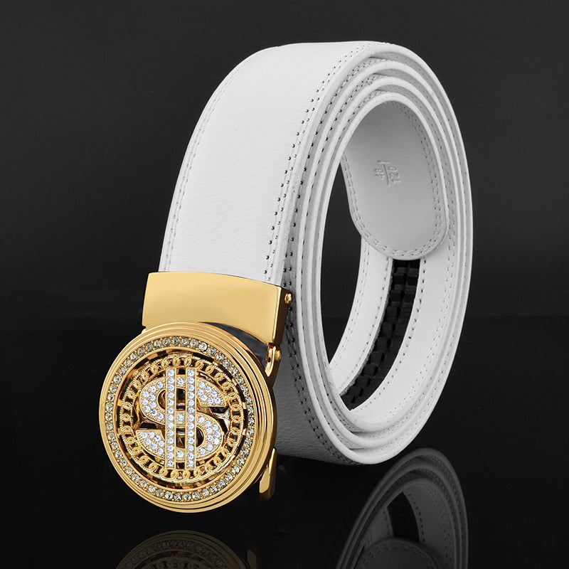 Luxury Rhinestone Buckle Dollars Pattern Belt