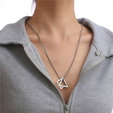 Retro Triangle Titanium Steel Pendant Necklace
