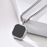 Titanium Steel Black Square Pendant Necklace