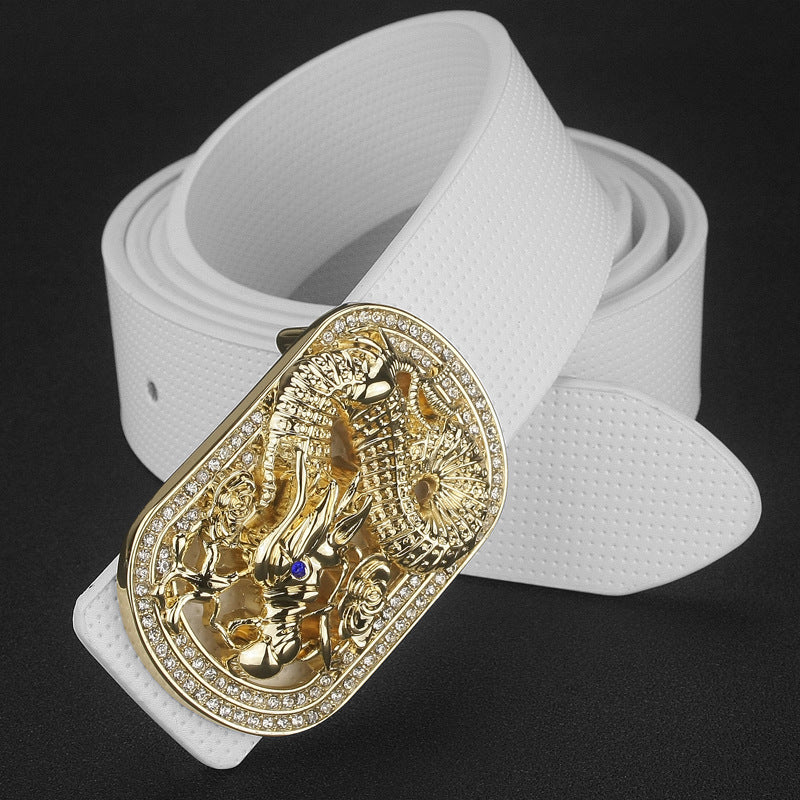 Smooth Leather Cowhide Silver Dragon Belt