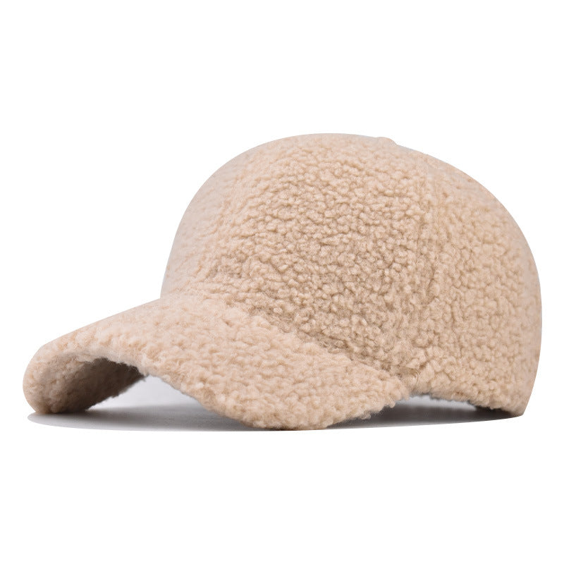 Solid Lamb Wool Warm Baseball Cap
