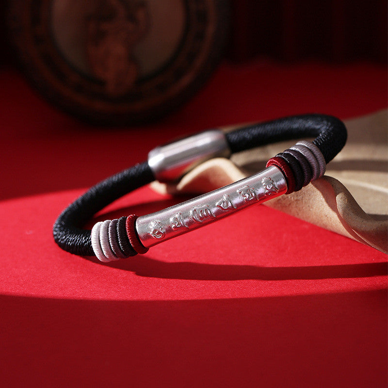 Six Mantra Couple Pure Silver Bracelet