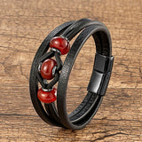 Three-Stone Leather Rope Bracelet